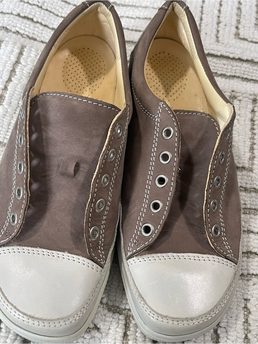 Men's Casual Slip-On Sneakers in Brown and White